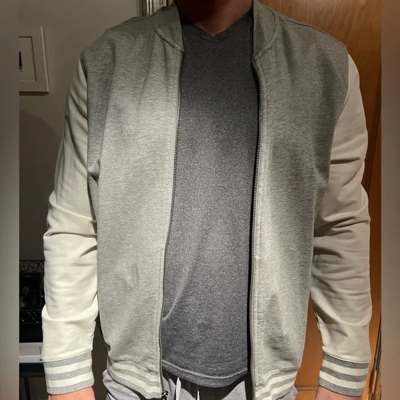 Brooks Brothers Large Grey & White Varsity Jacket - Picture 5 of 6